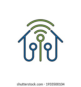 Smart Home Connection Icon Logo Vector design illustration. Smart home logo icon with wireless connection concept. Trendy Smart House vector icon flat design for website, symbol, logo, sign, app, UI
