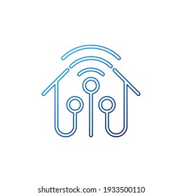 Smart Home Connection Icon Logo Vector design illustration. Smart home logo icon with wireless connection concept. Trendy Smart House vector icon flat design for website, symbol, logo, sign, app, UI