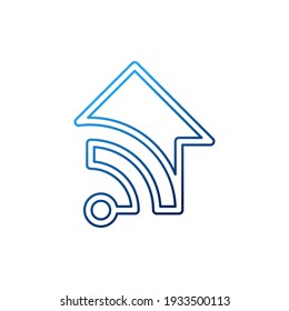 Smart Home Connection Icon Logo Vector design illustration. Smart home logo icon with wireless connection concept. Trendy Smart House vector icon flat design for website, symbol, logo, sign, app, UI