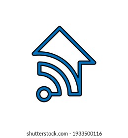 Smart Home Connection Icon Logo Vector design illustration. Smart home logo icon with wireless connection concept. Trendy Smart House vector icon flat design for website, symbol, logo, sign, app, UI