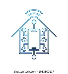 Icono de conexión residencial inteligente Icono de la ilustración de diseño Vector. Icono del logotipo Smart Home con concepto de conexión inalámbrica. Diseño plano del icono vectorial de Smart House moderno para sitio web, símbolo, logotipo, signo, aplicación, interfaz de usuario