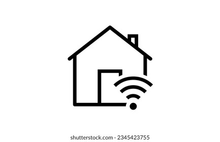 smart home connection vector icon black and white background out line style eps8