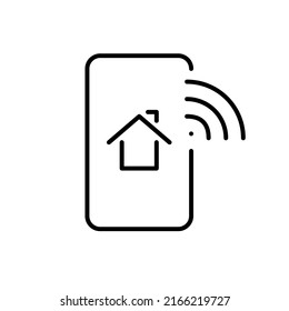 Aplicación de control residencial inteligente. Icono de línea de trazo de píxeles perfecto, modificable