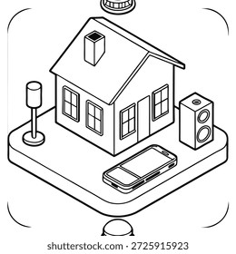 Smart Home Control Hub Concepto de configuración como Configurar un centro de control inteligente para el hogar para administrar todos los dispositivos conectados sin problemas en un hogar. Ilustración plana simple en escena isométrica, arte de diaroma en miniatura como, Fondo blanco aislado para publicidad, sin texto y texto, Profundidad completa de campo, detalle de alta calidad --ar 16:9