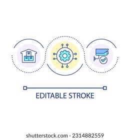 Smart home control loop concept icon. House automation. Alarm security. Remote monitoring abstract idea thin line illustration. Isolated outline drawing. Editable stroke. Arial font used