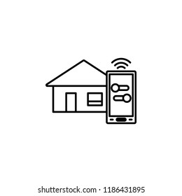 Smart home control mobile phone icon. Element of future technology icon for mobile concept and web apps. Thin line Smart home control mobile phone icon can be used for web