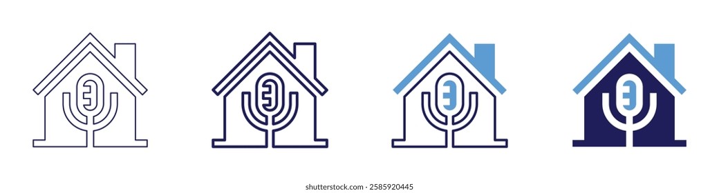 Smart home control panel icon in 4 different styles. Thin Line, Line, Bold Line, Duotone. Duotone style. Editable stroke.