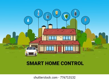 Smart Home Control System Automation Modern House Technology System Vector Illustration