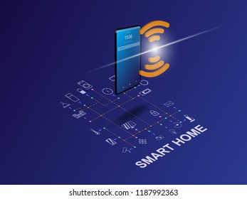 Smart home controlled smartphone. Internet of things. iot