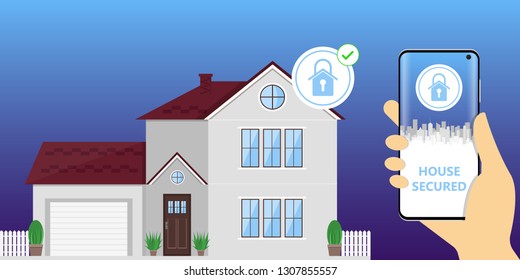 Smart home controlled smartphone. Internet of things technology of home automation system