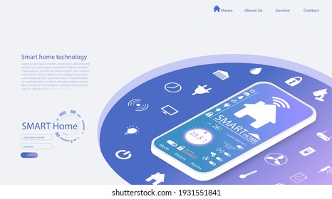 Smartphone de control residencial. Tecnología temática Neumorph del sistema de automatización del hogar. Pequeña casa de pie en pantalla teléfono móvil y conexiones inalámbricas al estilo neomorfista. no participar