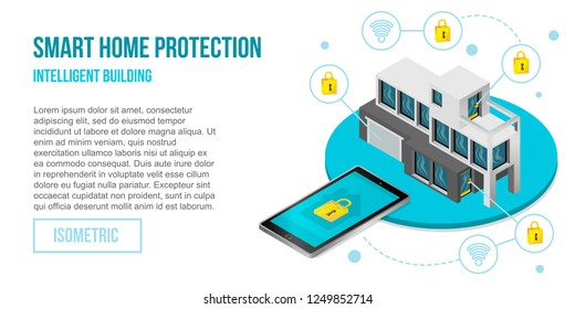 Smart home controlled smartphone . Smart home system application interface. Control house options and other over internet of things vector isometric IOT illustration