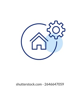 Smart home controls setting. System configuration and automation. Pixel perfect, editable stroke vector icon