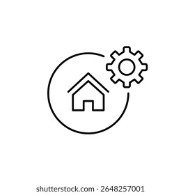 Einstellung für Smart Home-Steuerelemente. Systemkonfiguration und Automatisierung. Pixel perfekt, bearbeitbares Strichvektorsymbol