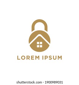Smart Home Creative padlock Technology Safety logo design