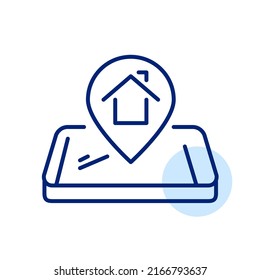 Smart home or delivery home address location. Pixel perfect, editable stroke line art icon