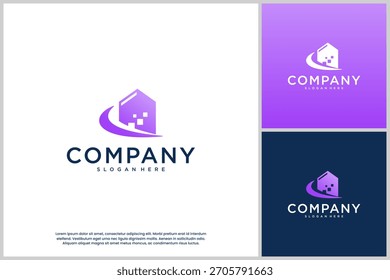 smart home design, modern digital technology, logo template illustration