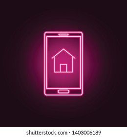 smart home design neon icon. Elements of Real Estate set. Simple icon for websites, web design, mobile app, info graphics