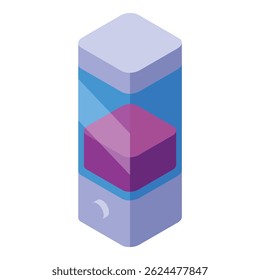 Smart home device is controlling energy consumption at night, as seen in this isometric illustration