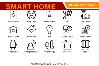 Smart Home Device Icon Pack. Modern Line Art, Outline Vector Set, Minimal, Digital, Professional, Easy to Use