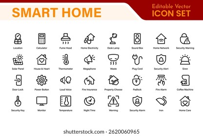 Smart Home Device Icon Pack. Modern Line Art, Outline Vector Set, Minimal, Digital, Professional, Easy to Use
