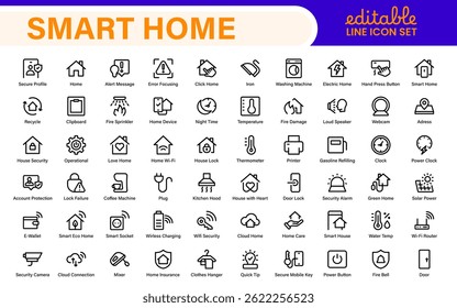 Paquete de iconos de dispositivo de hogar inteligente. Arte de línea moderno, Vector de contorno, Minimal, Digital, Profesional, Fácil de usar