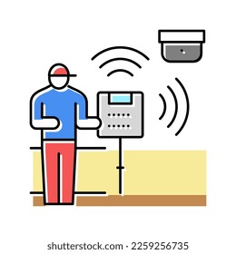 vector de color de instalación de dispositivo residencial inteligente. signo de instalación del dispositivo residencial inteligente. ilustración de símbolo aislado
