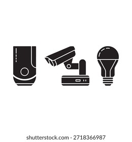 Smart home devices segurança câmera smart bulbo e home automação ícones