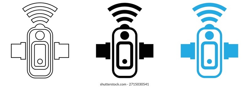 Dispositivos inteligentes para el hogar con conectividad inalámbrica, conjunto de iconos para el hogar inteligente. Concepto de control inalámbrico de la casa. sistema de Tecnología. Botón del usuario. Ilustración vectorial aislada sobre fondo blanco.
