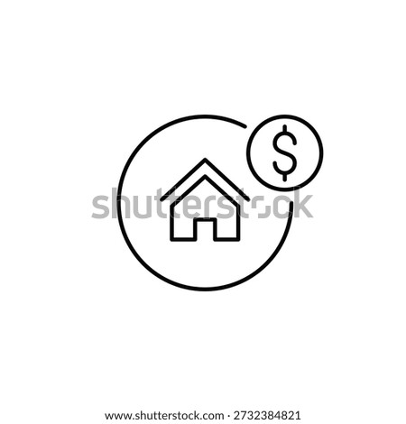 Smart home and dollar. Cost efficient devices. Price of rent and sale. Real estate and property market. Pixel perfect, editable stroke vector icon