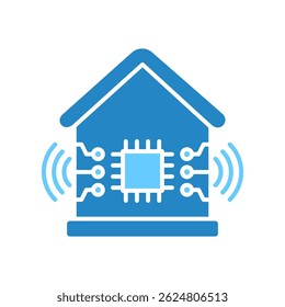 Smart Home dual tone blue color, mini illustration icon. use for modern concept, print, UI, UX kit, web and app development. Vector EPS 10, related to artificial intelligence, technology theme