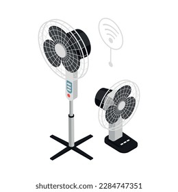 Smart home electric fans isometric 3d icon vector illustration