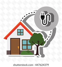 smart home with electric plug isolated icon design, vector illustration  graphic 