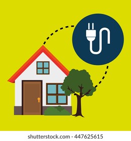 smart home with electric plug isolated icon design, vector illustration  graphic 