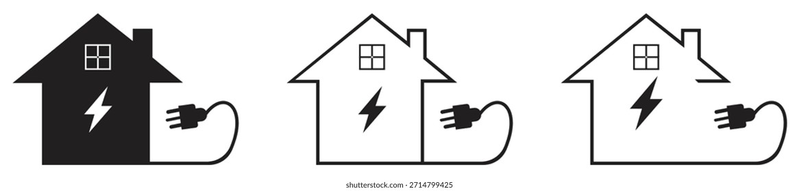 Smart Home Electricity Connection Icon Set Banner.