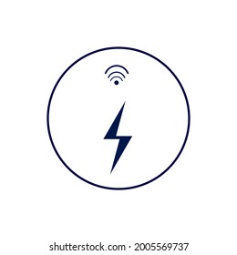 Smart Home-Stromüberwachung - Symbol-Abbildung. Elektrischer Blitz mit Wi-Fi-Symbol