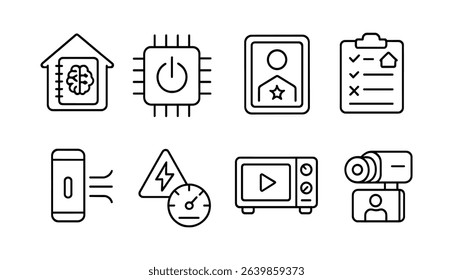 Smart home and electronics line icon set. technology, devices, automation outline collection