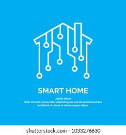 Smart home emblem for digital technologies. Vector illustration