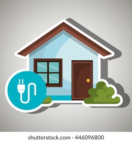 smart home with energy plug isolated icon design, vector illustration  graphic 