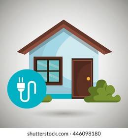 smart home with energy plug isolated icon design, vector illustration  graphic 
