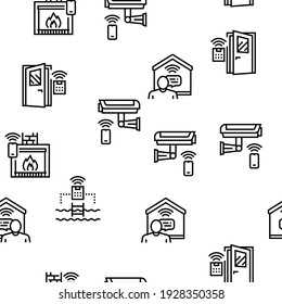 Ilustración de líneas delgadas del vector de equipo residencial inteligente sin problemas