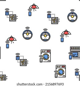 Smart Home Equipment Vector Seamless Pattern Thin Line Illustration