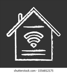 Smart home features Smart home features chalk icon. Handle with domestic appliances via internet. Wi-Fi access indoors. Home automation system. Isolated vector chalkboard illustration