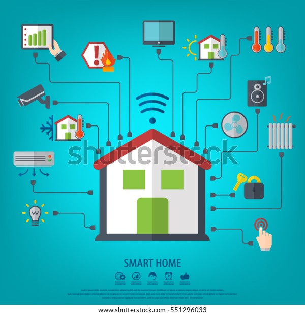 Smart Home Flat Design Style Vector Stock Vector (Royalty Free ...