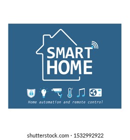 Smart home flat icons set. Home automation and remote control. Internet things logo.