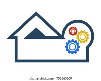 Smart home. Flat  vector illustration concept of smart house technology system with centralized control.