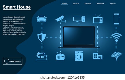 Smart home flowchart vector icon. Internet of things illustration.