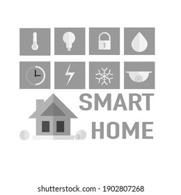 Smart home functional icons gray in color.