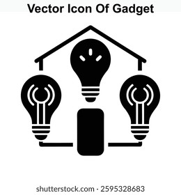 Smart Home Gadget Vector Icon Illustration Showing Three Light Bulbs Connected to a Central Device