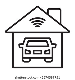 smart home garage isolated line icon